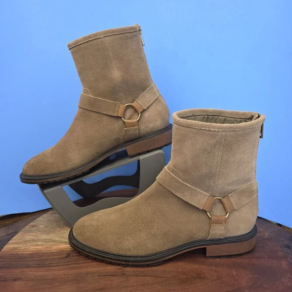 Andrew Marc Wymore Suede Engineer Boots Tan 2570 Men's 10.5